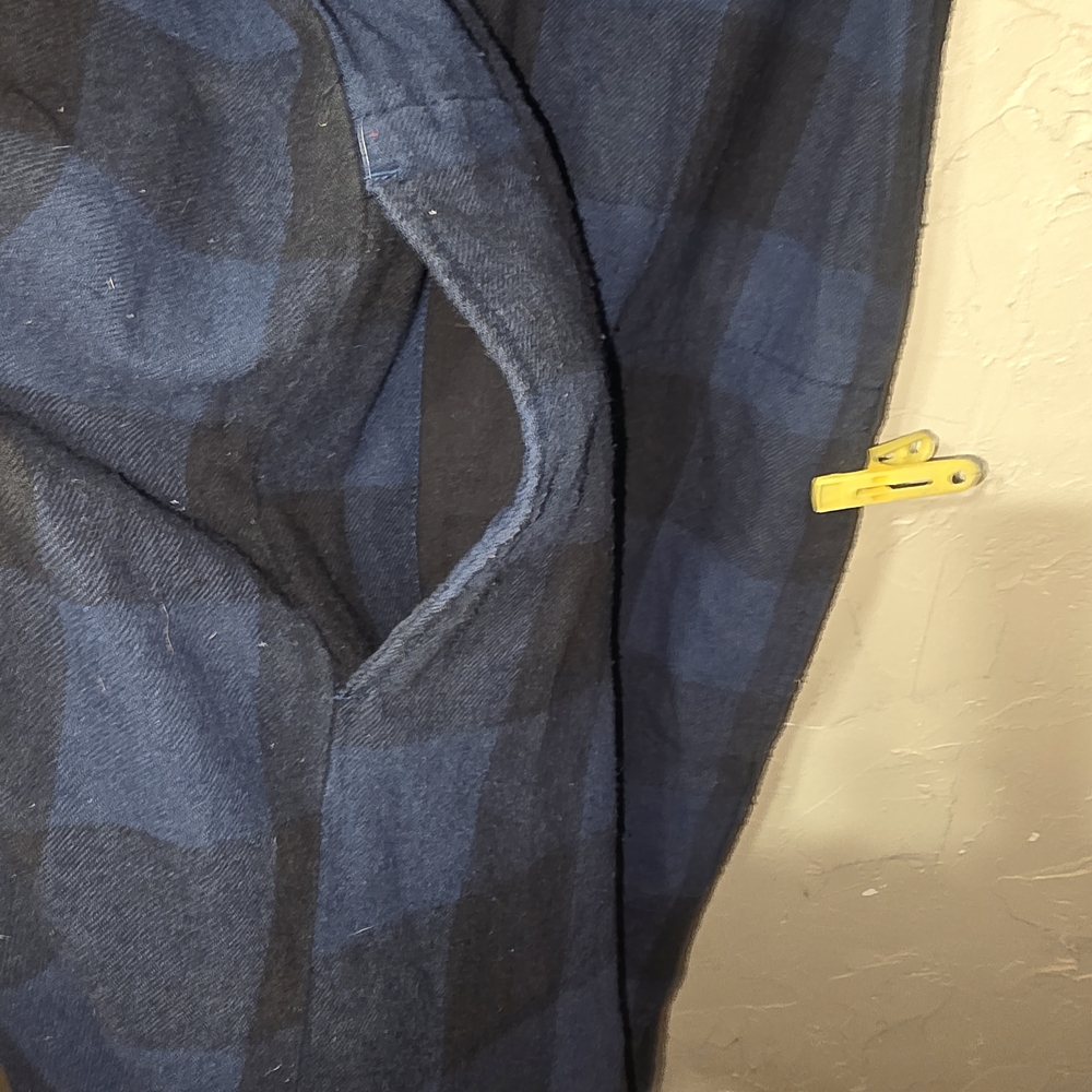 VANS Navy Blue Black Buffalo Plaid Flannel Button Down Tunic Shirt Dress Pockets - Picture 6 of 11